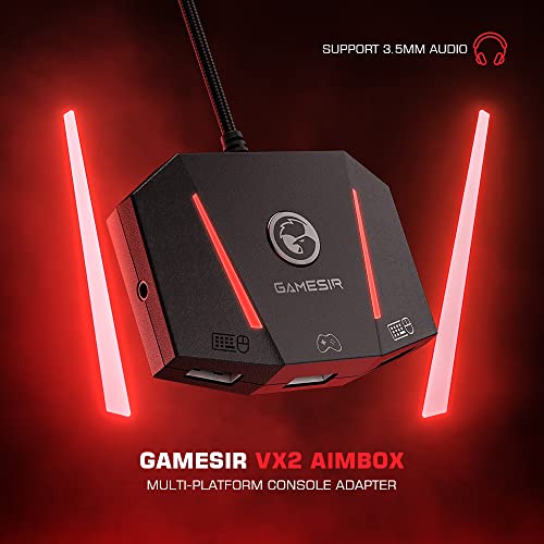 GameSir VX2 AimBox Adaptador de Teclado y Mouse, Convertidor de Conexión por Cable con Conector de Estudio de 3,5 mm, Compatible con Switch, Xbox Series X, Xbox One, PS4, PS5