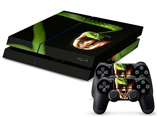 Gaminger Playstation 4 - Kit de Skins (Fundas Adhesivas) para Consola + 2 mandos de Control – Green Snake