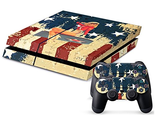 Gaminger Playstation 4 - Kit de Skins (Fundas Adhesivas) para Consola + 2 mandos de Control – US Bomber