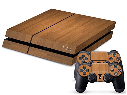 Gaminger Playstation 4 - Kit de Skins (Fundas Adhesivas) para Consola + 2 mandos de Control – Wood I