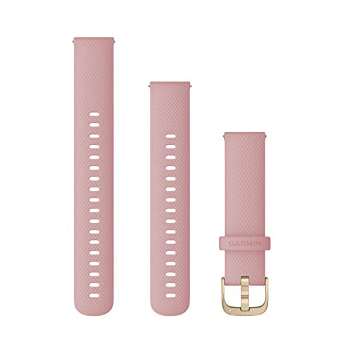 Garmin Pulsera Vivoactive 4s, 18 mm, silicona rosa con hebilla Light Gold