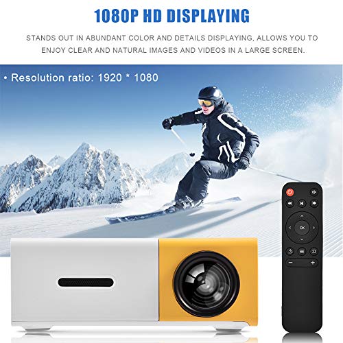 Garsent Proyector LED, 1080P Mini Proyector de Video portátil con PC Portátil USB/TF/AV/HDMI Entrada 1500lm Home Cinema Projector Speake Incorporado para TV Xbox PC.(Orange)