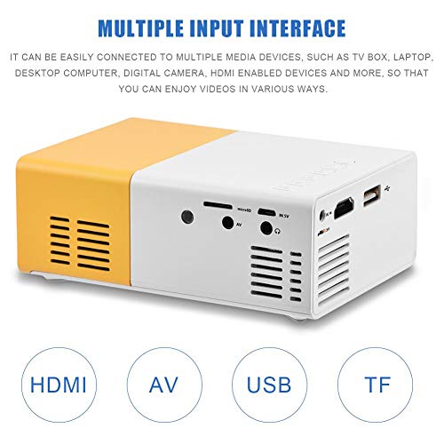 Garsent Proyector LED, 1080P Mini Proyector de Video portátil con PC Portátil USB/TF/AV/HDMI Entrada 1500lm Home Cinema Projector Speake Incorporado para TV Xbox PC.(Orange)