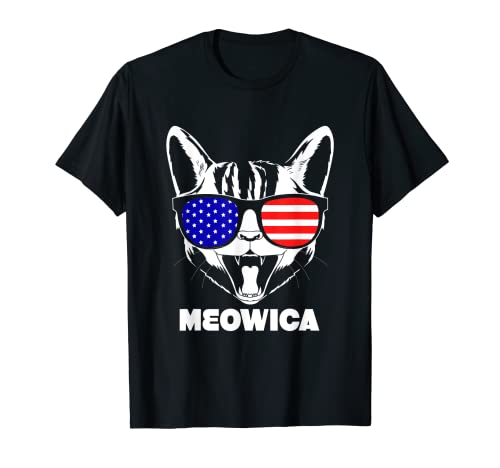 Gato americano fresco - texto divertido - broma - juego de palabras - bandera de Estados Unidos - gato Camiseta