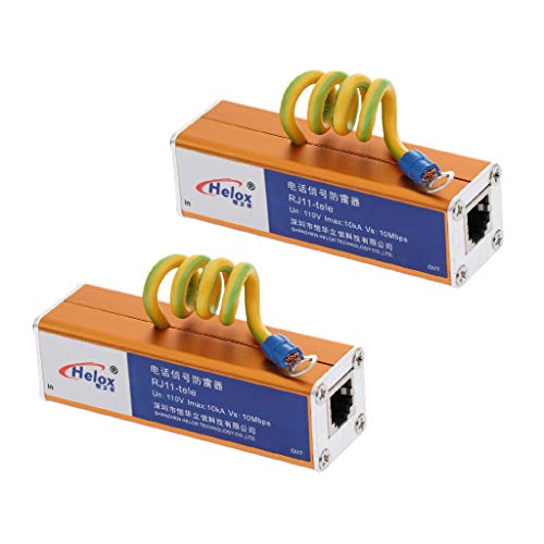 Gazechimp 2X RJ11 Jack Surge Protect Thunder Teléfono Pararrayos Oficina # 2