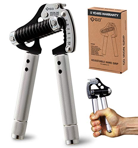 GD Grip de Agarre de Mano Ajustable, fortalecedor Mano (55 a 198 Libras. Ext Hierro 90)
