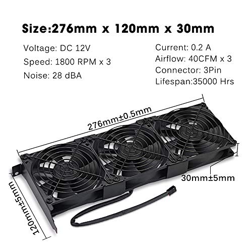 GDSTIME Ventiladores de refrigeración de tarjeta gráfica GPU Case Fan Cooler PCI Slot Fan Triple 92mm 9025 ventiladores para tarjeta de vídeo VGA