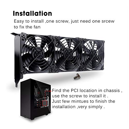 GDSTIME Ventiladores de refrigeración de tarjeta gráfica GPU Case Fan Cooler PCI Slot Fan Triple 92mm 9025 ventiladores para tarjeta de vídeo VGA