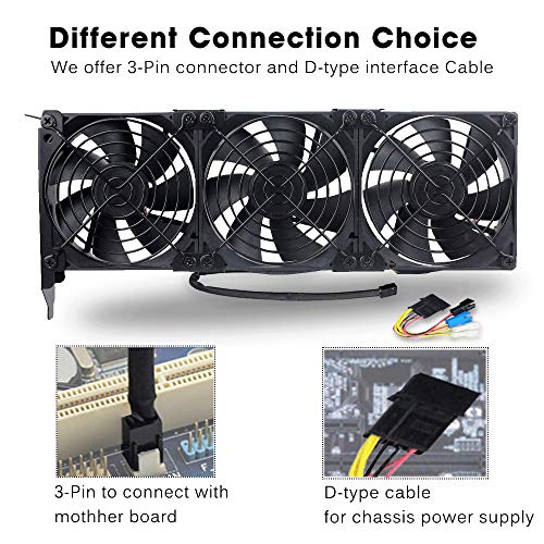 GDSTIME Ventiladores de refrigeración de tarjeta gráfica GPU Case Fan Cooler PCI Slot Fan Triple 92mm 9025 ventiladores para tarjeta de vídeo VGA