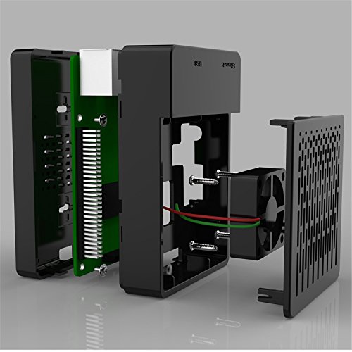 GeeekPi Funda para Raspberry Pi 3 Modelo B+ (B Plus), con Ventilador de refrigeración y disipadores térmicos 3PCS para Raspberry Pi 3/2 Modelo B (no Incluye Placa Raspberry Pi)(Negro)