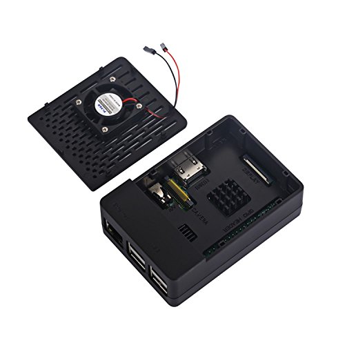 GeeekPi Funda para Raspberry Pi 3 Modelo B+ (B Plus), con Ventilador de refrigeración y disipadores térmicos 3PCS para Raspberry Pi 3/2 Modelo B (no Incluye Placa Raspberry Pi)(Negro)