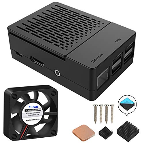 GeeekPi Funda para Raspberry Pi 3 Modelo B+ (B Plus), con Ventilador de refrigeración y disipadores térmicos 3PCS para Raspberry Pi 3/2 Modelo B (no Incluye Placa Raspberry Pi)(Negro)
