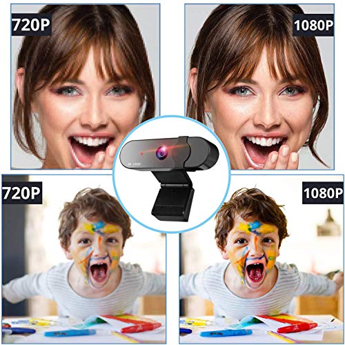 GeekerChip Webcam 1080P Full HD,USB Webcam con Webcam Cover Micrófono Reductor de Ruido y Corrección de iluminación Automática,para PC,Mac,Windows,Portátil,para Twitch Xbox One