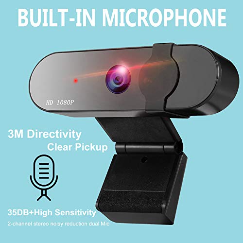 GeekerChip Webcam 1080P Full HD,USB Webcam con Webcam Cover Micrófono Reductor de Ruido y Corrección de iluminación Automática,para PC,Mac,Windows,Portátil,para Twitch Xbox One