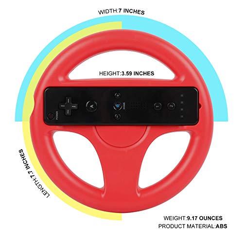 GEEKLIN - Volante de carreras blanco de 2 piezas compatible con Mario Kart para volante de Wii, control remoto de juego de plástico