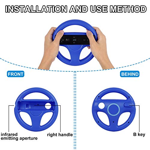 GEEKLIN - Volante de carreras blanco de 2 piezas compatible con Mario Kart para volante de Wii, control remoto de juego de plástico