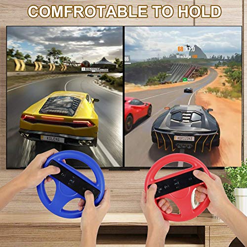 GEEKLIN - Volante de carreras blanco de 2 piezas compatible con Mario Kart para volante de Wii, control remoto de juego de plástico