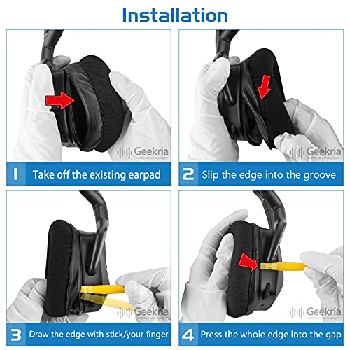 Geekria Almohadillas de repuesto de tela de malla para Corsair VOID PRO, Void Pro RGB, Void Pro RGB SE, Void Elite, almohadillas para auriculares, almohadillas para los oídos (negro/gris)