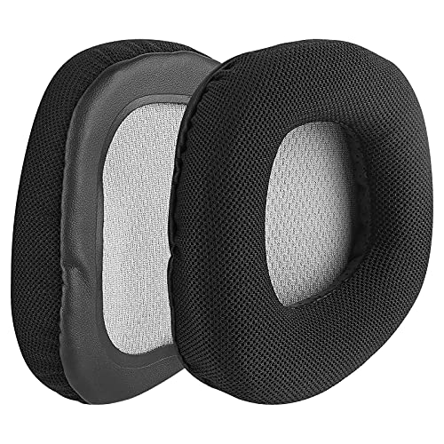 Geekria Almohadillas de repuesto de tela de malla para Corsair VOID PRO, Void Pro RGB, Void Pro RGB SE, Void Elite, almohadillas para auriculares, almohadillas para los oídos (negro/gris)