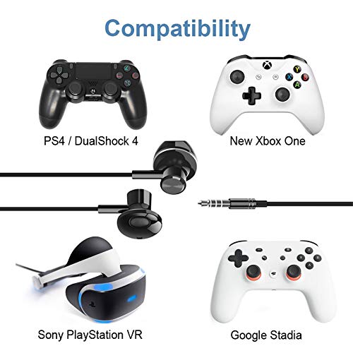 Geekria Auriculares de Diadema para Google Stadia, Xbox One, PS4, teléfonos móviles, PC, Ordenador portátil, Auriculares estéreo con Cable, HiFi estéreo con micrófono y Control de Volumen (Negro)