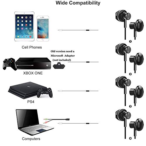 Geekria Auriculares de Diadema para Google Stadia, Xbox One, PS4, teléfonos móviles, PC, Ordenador portátil, Auriculares estéreo con Cable, HiFi estéreo con micrófono y Control de Volumen (Negro)
