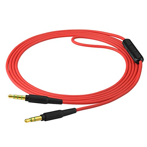 Geekria Cable de Repuesto con micrófono para Skulcandy Hesh, Hesh 2, Crusher, Grind/Audio con Control de Volumen y micrófono (Rojo)