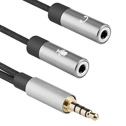 Geekria Headset Adapter Y Splitter 3.5mm Jack Cable for PS4, Xbox One Controller, Playstation VR, Tablet, Notebook, Mobile Phone and Gaming Headsets (1 x 3.5mm Male to 2 x 3.5mm Female)
