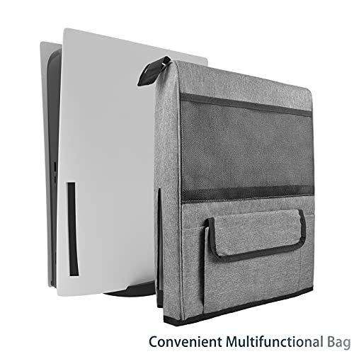 GEEKRIA Konsolenhülle für Playstation PS5, Schutzhülle für PS5 Konsole Digital Edition, Spiel-Disc-Taschen, wasserdichte staubdichte Hülle für PS 5 Zubehör (Grau)