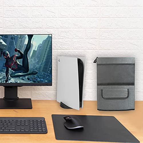 GEEKRIA Konsolenhülle für Playstation PS5, Schutzhülle für PS5 Konsole Digital Edition, Spiel-Disc-Taschen, wasserdichte staubdichte Hülle für PS 5 Zubehör (Grau)