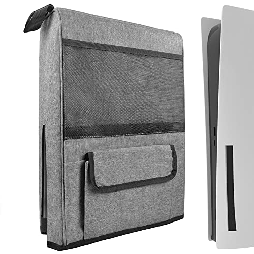 GEEKRIA Konsolenhülle für Playstation PS5, Schutzhülle für PS5 Konsole Digital Edition, Spiel-Disc-Taschen, wasserdichte staubdichte Hülle für PS 5 Zubehör (Grau)