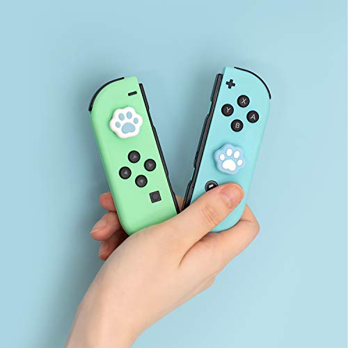 GeekShare Cat Paw Thumb Grip Caps, compatibles con Nintendo Switch y Switch Lite solamente, 4 piezas de fundas de joystick de silicona suave color rosa gelatina azul [videojuego]