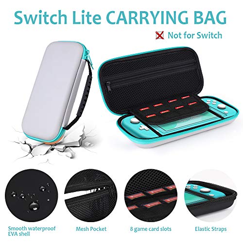 GeeRic Funda Compatible para Switch Lite, Accesorio 8 Piezas Funda Silicona Protector de Pantalla Compatible para Switch Lite,2 Pieces 4 Tapas de Pulgar y Agarre de Almacenamiento Gris