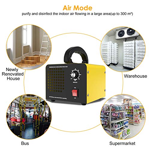 Generador de Ozono Hogar 10,000mg/H, QUARED Profesional Máquina de Ozono Para Coche Desinfectador de Ozono Purificador Ozono de Aire con Temporizador, Eliminaciónn de Olor y Desinfección