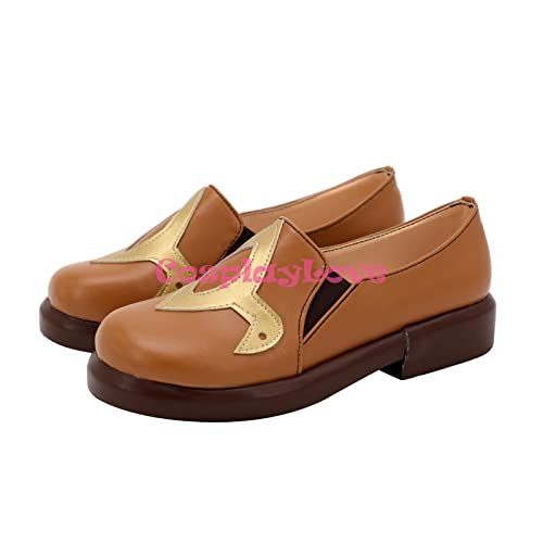 Genshin Impact Hu Tao Hutao Brown Cosplay Shoes Long Boots Leather Custom Hand Made For Girl Boy 37 FemaleHuTao