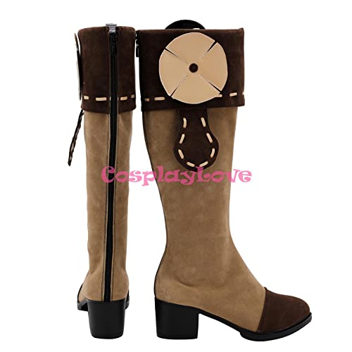 Genshin Impact Klee Brown Cosplay Shoes Long Boots Leather Custom Hand Made For Girl Boy 43 FemaleKlee
