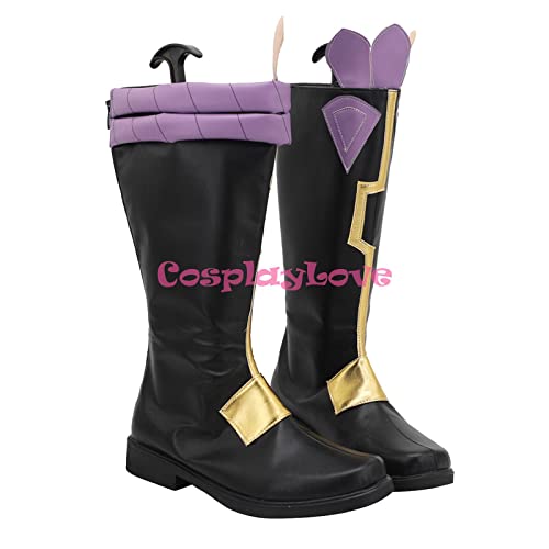 Genshin Impact Xiao Black Cosplay Shoes Long Boots Leather Custom Hand Made For Girl Boy 35 FemaleXiao