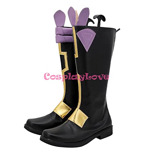 Genshin Impact Xiao Black Cosplay Shoes Long Boots Leather Custom Hand Made For Girl Boy 35 FemaleXiao