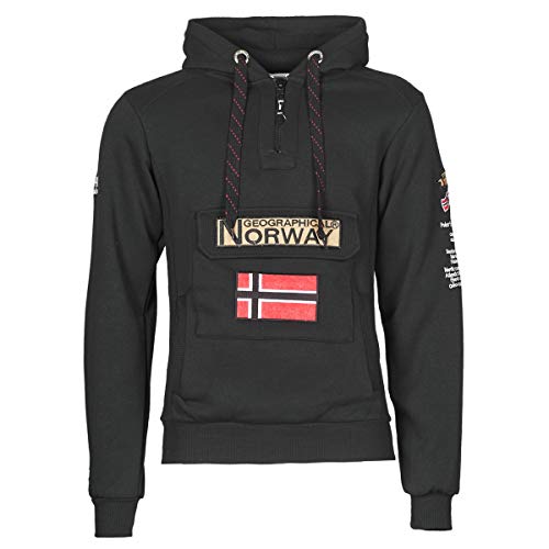 Geographical Norway GYMCLASS Men - Sudadera Capucha Bolsillos Hombre - Chaqueta Casual Hombres Abrigo - Camisetas Camisa Manga Larga - Hoodie Deportiva Regular Fitness Jacket Tops (Negro L)