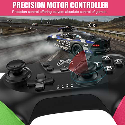 Gezimetie Mando Compatible para Switch, Wireless Bluetooth Pro Controller Controlador Inalámbrico con Función Gyro Axis/Dual Shock y Turbo Compatible con Switch/ Switch Lite