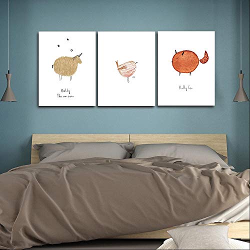 GHTAWXJ 3 Paneles Pintura de la Lona Animal Bird Sheep Poster and Print Wall Art Living Room Home Decor Pictures