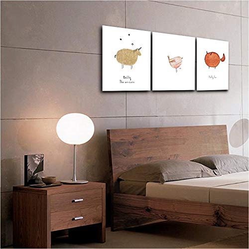 GHTAWXJ 3 Paneles Pintura de la Lona Animal Bird Sheep Poster and Print Wall Art Living Room Home Decor Pictures