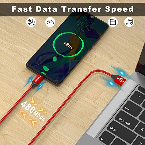 GIANAC Cable USB Tipo C, 5Pack [0.25M 0.5M 1M 2M 3M] 3A Cargador Tipo C Nylon Carga Rápida y Sincronización Cable USB C para Galaxy S10/S9/S8 Note9, Xiaomi Mi A2/A1, Huawei P30/P20/Mate20, Xperia XZ