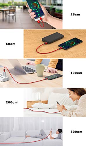 GIANAC Cable USB Tipo C, 5Pack [0.25M 0.5M 1M 2M 3M] 3A Cargador Tipo C Nylon Carga Rápida y Sincronización Cable USB C para Galaxy S10/S9/S8 Note9, Xiaomi Mi A2/A1, Huawei P30/P20/Mate20, Xperia XZ