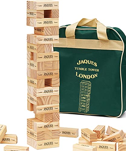 Giant Tumble Tower - Jaques de Londres - Incluye Bolsa de Lona. Grandes Juegos de jardín para Adultos y Juguetes para niños. Juguetes de Madera de Tumble Tower de Mayor y Menor tamaño Disponibles.