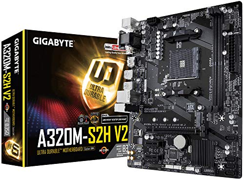 Gigabyte GA-A320M-S2H V2 (Rev. 1.1) Socket AM4 AMD B350 Micro ATX - Placa Base (DDR4-SDRAM, DIMM, 2133,2400,2667,2933,3200 MHz, Dual, 32 GB, AMD)
