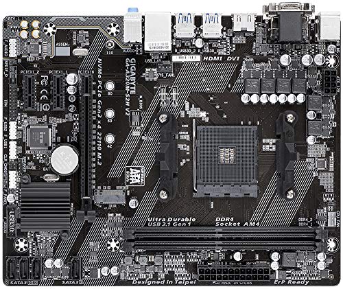 Gigabyte GA-A320M-S2H V2 (Rev. 1.1) Socket AM4 AMD B350 Micro ATX - Placa Base (DDR4-SDRAM, DIMM, 2133,2400,2667,2933,3200 MHz, Dual, 32 GB, AMD)
