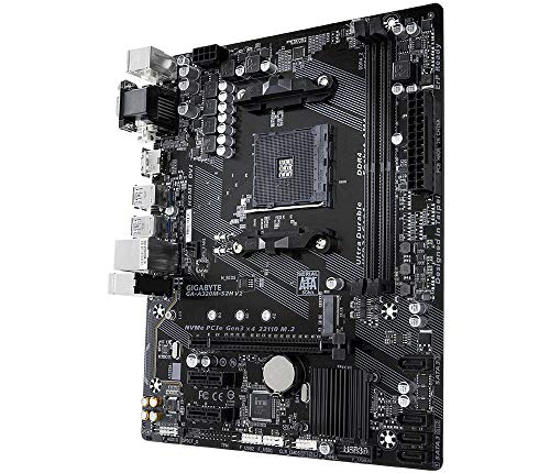 Gigabyte GA-A320M-S2H V2 (Rev. 1.1) Socket AM4 AMD B350 Micro ATX - Placa Base (DDR4-SDRAM, DIMM, 2133,2400,2667,2933,3200 MHz, Dual, 32 GB, AMD)