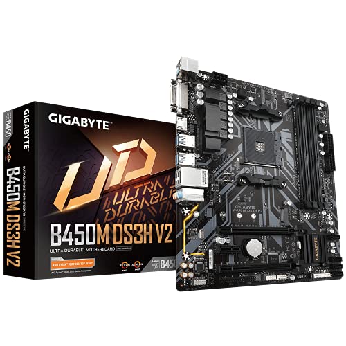 GIGABYTE Technology PB AMD SAM4 B450M DS3H V2 4DDR4 PCIE M2 4SATA3 DVI-D HDMI MATX