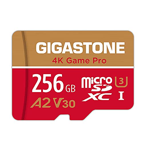 Gigastone Tarjeta Micro SD 256GB, Game Pro para Nintendo-Switch, GoPro, Cámara de Acción, dji, 4K UHD Video, 100/60MB/s Lec/Esc, UHS -I U3 A2 V30 C10