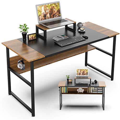 GIKPAL Mesa Escritorio Ordenador, Mesa Ordenador de Estilo Industrial de Acero y Madera, Escritorio Madera con Soporte para Computador, Mesa Estudio Eescritorio Juvenil para Oficina en Casa